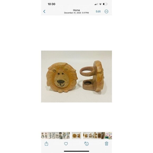Vintage Lion Napkin Rings Stoneware Zoo Holders Ceramic Safari Animals Pottery - Picture 7 of 7